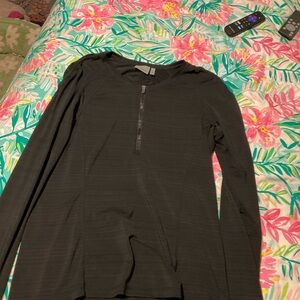 Athleta Black Zippered Long Sleeve Top